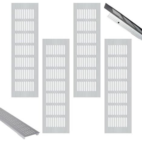 QORVA-4 Pièces Grille Aeration Rectangulaire, Grille de Ventilation, Grille Ventilation Cheminée, Grille Aeration Aluminium, Grille Daération Extérieure, pour Meuble à Chaussures, Cuisine, Salon