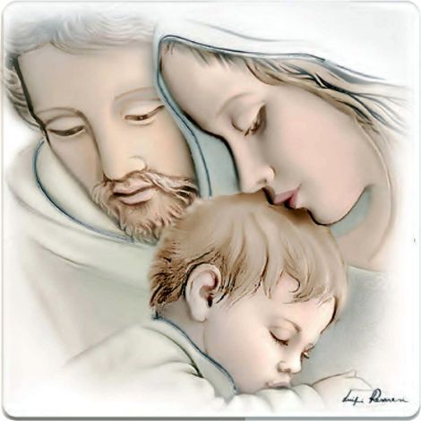 Dipinto della Sacra Famiglia su tavola  Dimensioni: 12x12 cm  Codice articolo: ES0517513
