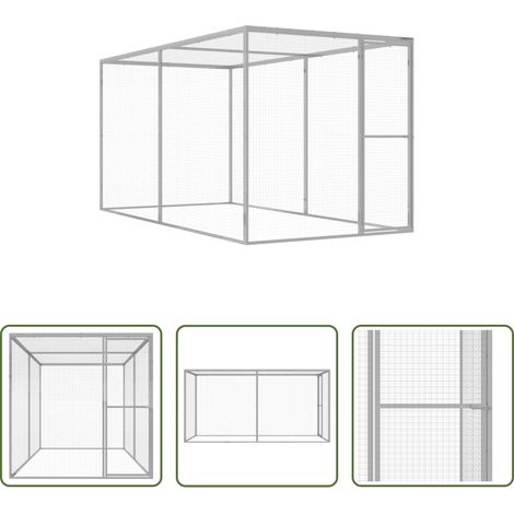 Katzenbox -  Katzenkäfig 3x1,5x1,5 m Verzinkter Stahl (1/5)