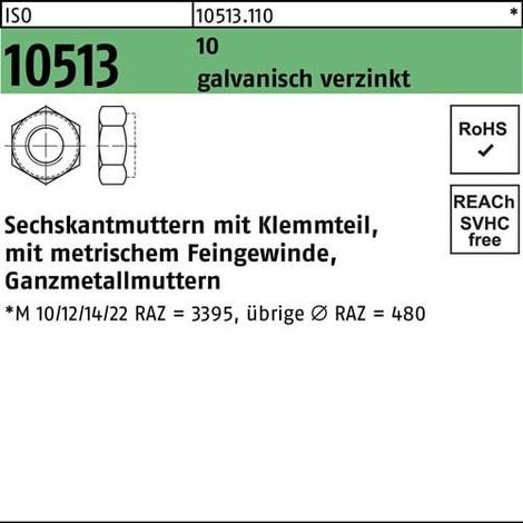 Ecrou hexagonal ISO 10513/DIN 6925 Pièce de serrage M24x1,5 10 galv. 25p.