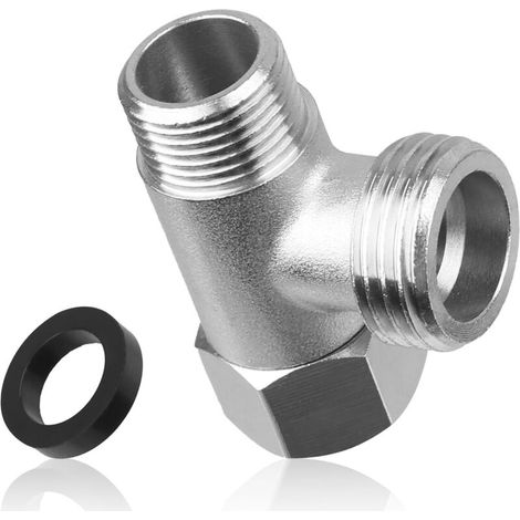 3-Wege-T-Stück, 3/8"-Kupfer-WC-Umstellventil mit 1/2"-Innengewinde und T-förmigen Seitenverzahnungen, Adapter-Anschlussventil aus Edelstahl 304 für Brause, Eckventil, Duscharm (1/5)