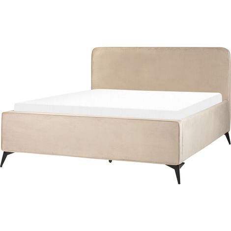 Letto Velluto Gambe in Metallo Per Camera da letto 160 x 200 cm Grigio Chiaro Valognes (1/5)
