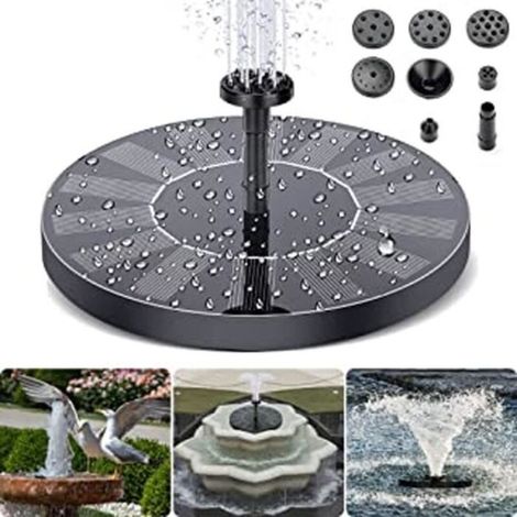 Fontaine Solaire Extérieur Flottante - Avec 4 Buses - Noir