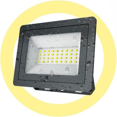 Projecteur LED extérieur - Slim - 50W - 4900lm - IP65 - Blanc Chaud - Noir