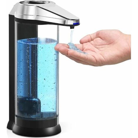Automatischer Seifenspender, 500 ml/17 oz, batteriebetriebener berührungsloser Seifenspender, Chrom, berührungsloser automatischer Seifenspender für Zuhause mit Infrarot-Induktion, Schwarz (1/4)