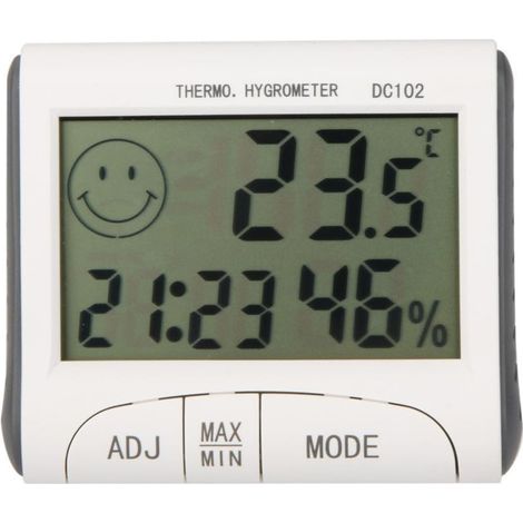 Thermomètre d'ambiance CD Mini thermomètre d'ambiance numérique LCD Hygromètre Thermomètre Horloge Station météo de bu (1/5)