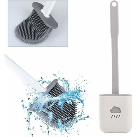 Brosse Wc De Toilette, Brosse De Toilette En Silicone, Brosse De Toilette En Silicone Avec Manche Long, Brosses De Nettoyage De Toilette Montage Mural (1/5)