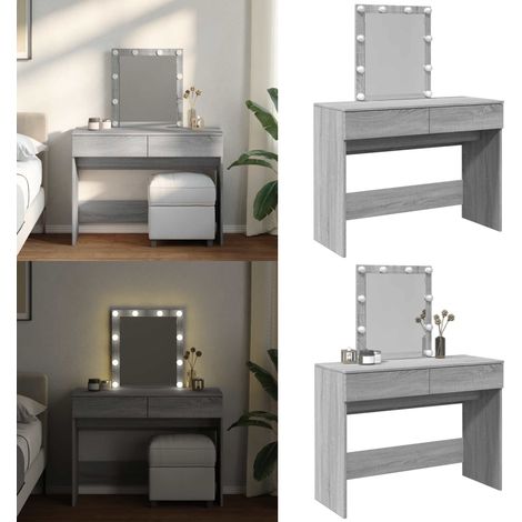 Coiffeuse avec LED sonoma gris 100x40x130 cm - Coiffeuse - Meuble De Salle De Bain - Vanity - Table De Maquillage - Miroir - Home & Living (1/5)