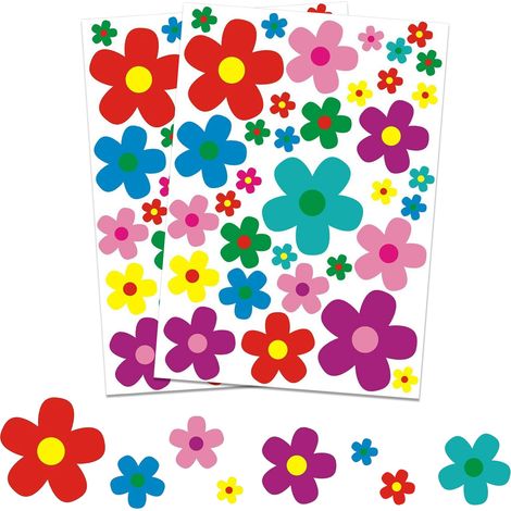 Sticker Fleur - Autoadhesif Etanche PVC Vinyle - Pour Voiture Velo Telephone Portable Ordinateur Portable - Set De 2 (1/5)