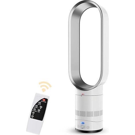 Ventilateur sans pales avec télécommande, purificateur d'air 2 en 1, ultra silencieux, avec filtre HEPA, 8 vitesses, oscillation à 90°, minuterie, refroidisseur d'air, climatiseur mobile, idéal pour l (1/5)