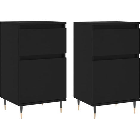 Aparador buffet cómoda armario mueble organizador cocina salón salón juego de 2 40 x 35 x 70 cm madera contrachapada negra 020036900