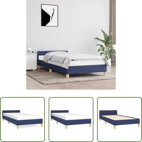Kopfteil - Bettgestell mit Kopfteil ohne Matratze Blau 100x200 cm Stoff (1/5)