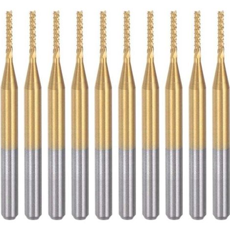 Fraises à graver en carbure de titane, 10 pièces, fraises CNC pour machine à PCB, tige de 1/8 pouce, 1,2 mm (1/4)