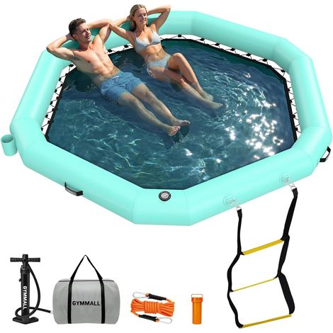 Dock flottant gonflable, plate-forme flottante hexagonale, pour adulte, avec échelle pour piscine, lac, plage (1/5)