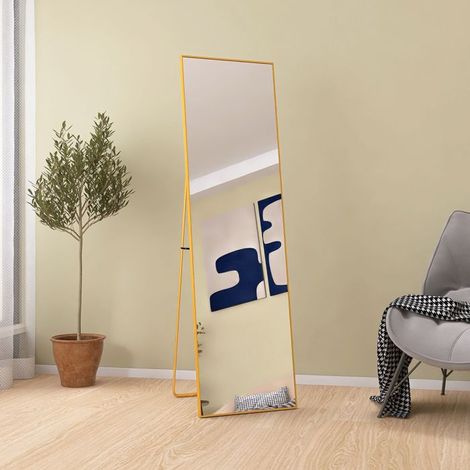 Stehspiegel - Rechteckig - Metallrahmen - Farbe Gold - 140x40cm