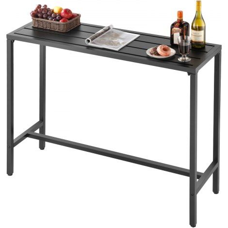 Bartisch, 1200 x 375 x 980 mm, Bistrotisch, Stehtisch mit Metallgestell, rechteckige Esstische, Küchentisch, Tresentisch, Partytisch, Gartenmöbel für Balkon, Garten, Poolrand (1/5)