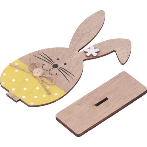 Ornement lapin en bois, mignon, style nordique, décoration de bureau pour la maison, le bureau ou la maternelle (1/5)