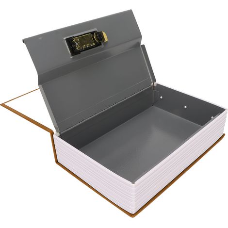 Coffre-fort pour livres, petit coffre de rangement sécurisé pour argent, pièces et cartes, avec serrure à combinaison, marron (1/5)