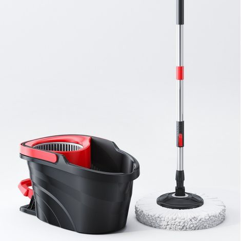Serpillière essoreuse avec seau à pédale pour le ménage, balai rotatif avec système d'essorage pratique (1/5)