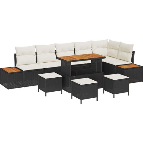 Garden Sofa Set with Cushion 10 pcs Black and Cream vidaXL (1/5)