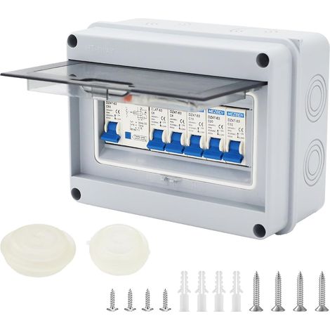 Boîte à fusibles apparent 2 voies, IP65 40A/30mA RCD + 2 MCB (1/5)