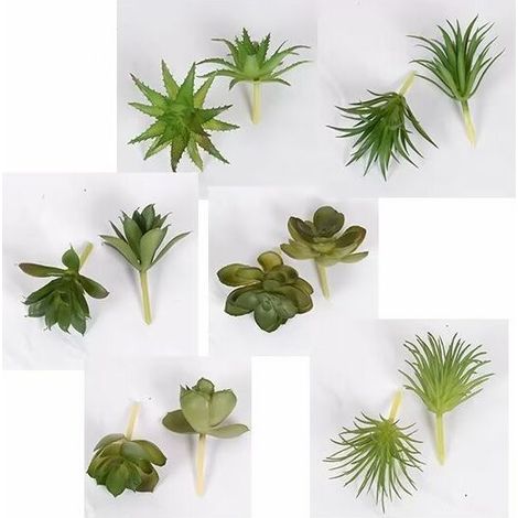 Lot de 6 plantes grasses artificielles vertes assorties dans différentes fausses plantes grasses suspendues texturées pour décoration murale, matériaux de bricolage, (1/5)