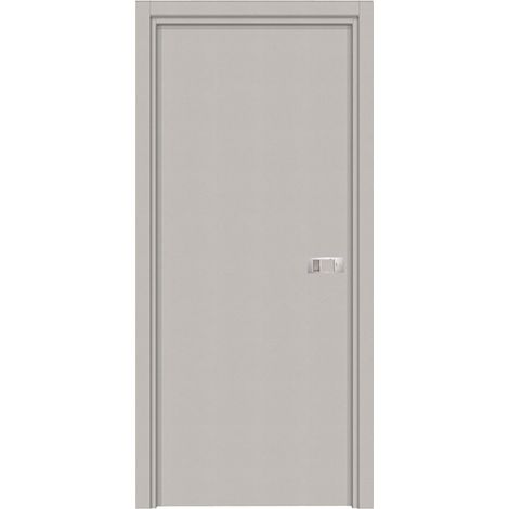 Bloc-porte Miro avec poignée Exclusive grise, H.204 x l.63 cm, aspect cuir argile - Reivilo