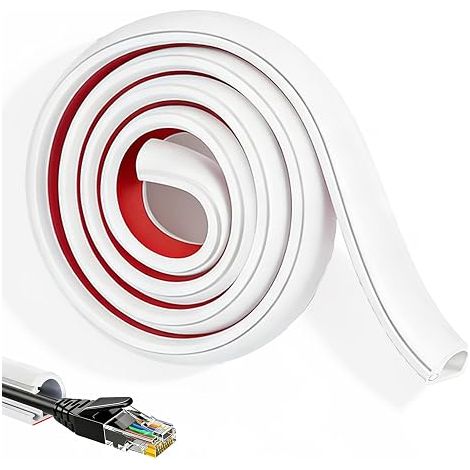 Goulotte Passe Cables Cache-Cordon PVC Souple Goulotte Passe Cable Mural Pour La Gestion des Câbles À Domicile et Au Bureau Blanche 15 × 10 Mm