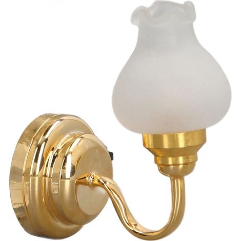 Lampe murale LED miniature tulipe 1:12 pile 3V maison de poupée DIY (1/5)