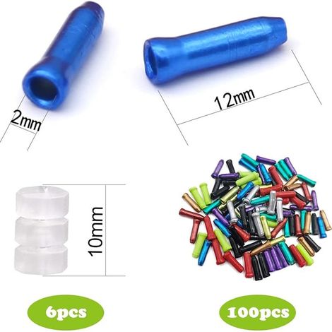 Lot de 100 bouchons d'extrémité pour câble de frein et de boîte de vitesses – Bouchon d'extrémité pour vélo – Connecteur de circuit capuchons de borne pour câble de frein et boîte de vitesses (1/4)