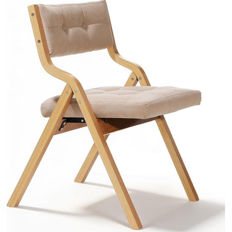 Gepolsterte Klappstühle aus Holz, Empfangsstühle, 47x55x77cm, für Büro, Hochzeit und Party (Beige, 1 Stuhl)