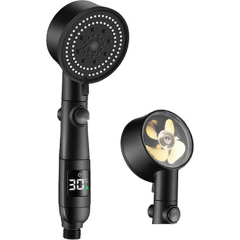 Pommeau de douche turbo haute pression avec affichage LCD de la température, 5 modes, interrupteur d'arrêt à une touche - Douche puissante pour salle de bain (1/5)