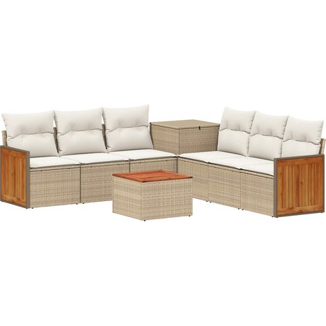 Set di divani 8 pz Beige e Bianco Crema 55 x 55 x 37 cm vidaXL (1/5)