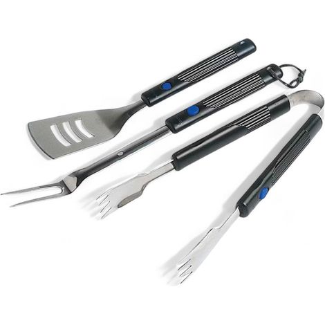 Set utensili barbecue tre pezzi con manici allungabili bachelite include spatola pinza e forchettone resistenti al calore (1/2)