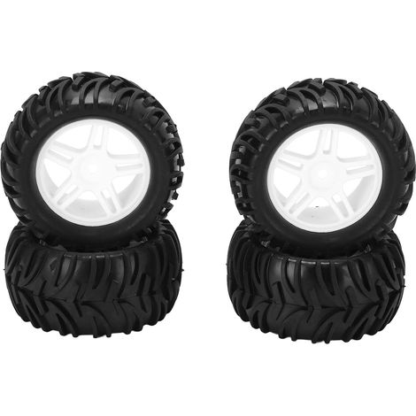 Jeu de Pneus en Caoutchouc de 82MM et de Jantes à 5 Rayons, 4 Pièces, pour Voiture Tout-Terrain 144001/14 RC, Haute stabilité et Performance (White) (1/5)