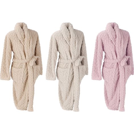 Regalo Italiano Vestaglia Donna in Pile 240 gr Morbida con Cintura – Taglia S/M/L Colori Assortiti 1 Pz