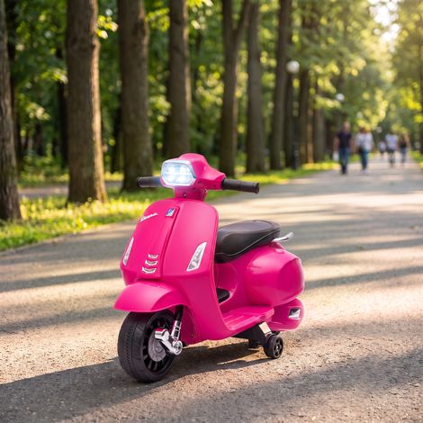 Moto électrique enfants 6 V, voiture électrique enfants avec Roues d'Apprentissage, pour 2-4 Ans, 71 x 37 x 52 cm, Rose (1/5)