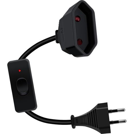 Extension Cord Switch Extension Cable Switch Power Cable Indoor Use PC TV Monitor Black 1 m (1/5)