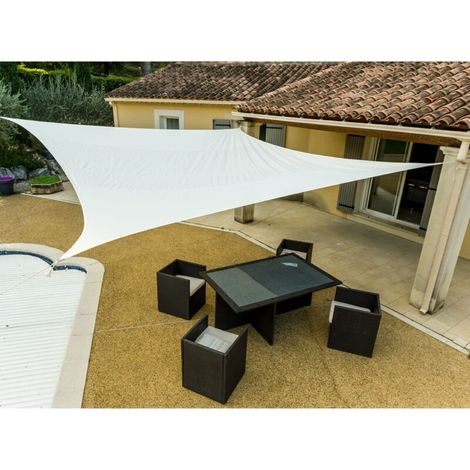 Voile d'ombrage crème 4 x 5m – Polyéthylène tressé anti UV – Angles renforcés – Anneaux d'attache en acier chromé - PRO 4 X (1/5)