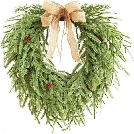 Guirlande De Noël En Forme De Cœur - Pin De Norfold Artificiel - 50 Cm - Pour Porte D'Entrée Fenêtre Intérieur Extérieur - 1 Pièce (1/5)