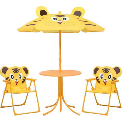 Ensemble de bistro avec parasol pour enfants 3 pcs Jaune (1/5)