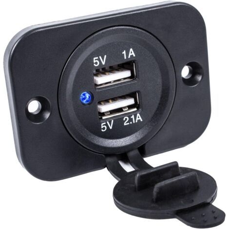 QORVA-12/24V Double prise USB encastrable   2,1 A 5 V Convient pour caravane, camping-car, voiture, bateau, camion