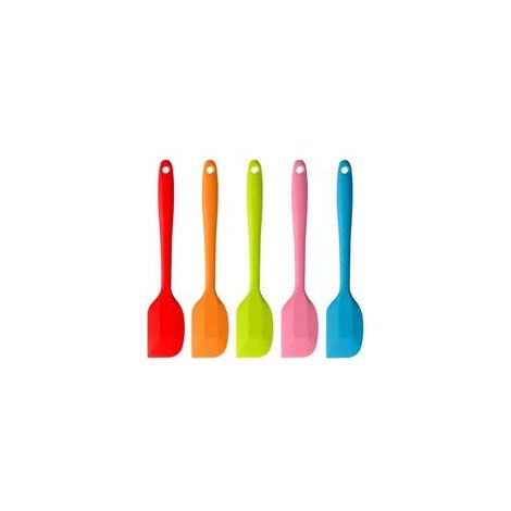 Juego de 5 espátulas de silicona con núcleo metálico, resistentes al calor y antiadherentes, ideales para cocinar y hornear.
