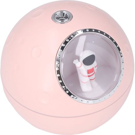 Humidificateur capsule spatiale à 2 vitesses réglables, 300 ml, silencieux et mignon, style astronaute, avec aromathérapie et veilleuse, rose (1/5)