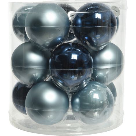 Boules de Noël en verre à suspendre 6 cm Bleu Lot de 15