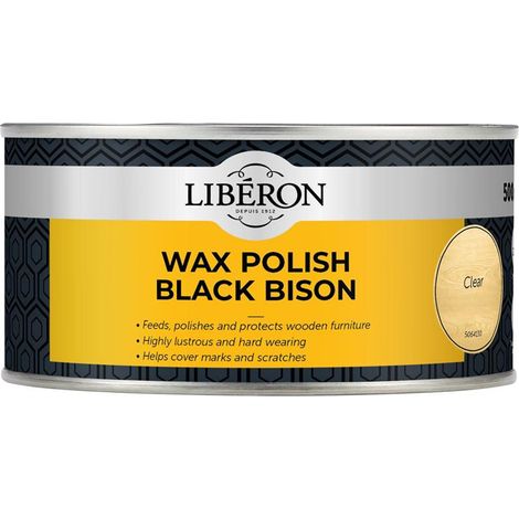 Liberon Black Bison Clear Wax Polish – 500ml for Furniture and Wood Finishing (1/2)