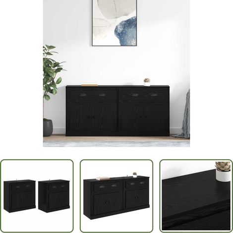 Buffet en bois -  Buffets 2 pcs Chêne noir 70 x 35,5 x 67,5 cm Bois d'ingénierie (1/5)