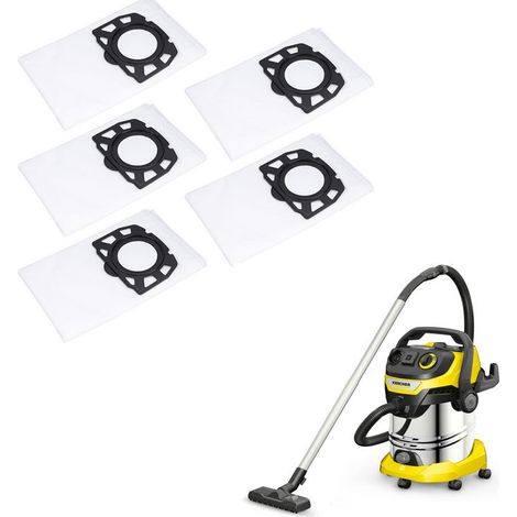 Sjlerst – Lot de 5 sacs filtrants non tissés pour aspirateurs Karcher WD4 WD5 WD6 MV4 MV5 MV6 – Résistants à l'usure – Stockage sous vide pratique
