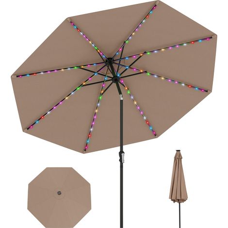 Ombrellone da giardino da 3 m con luci led solari 9 modalita