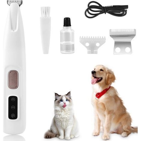 Tosatrice elettrica per cani e gatti, silenziosa e impermeabile con luce LED per zampe, occhi, orecchie e viso. (1/5)